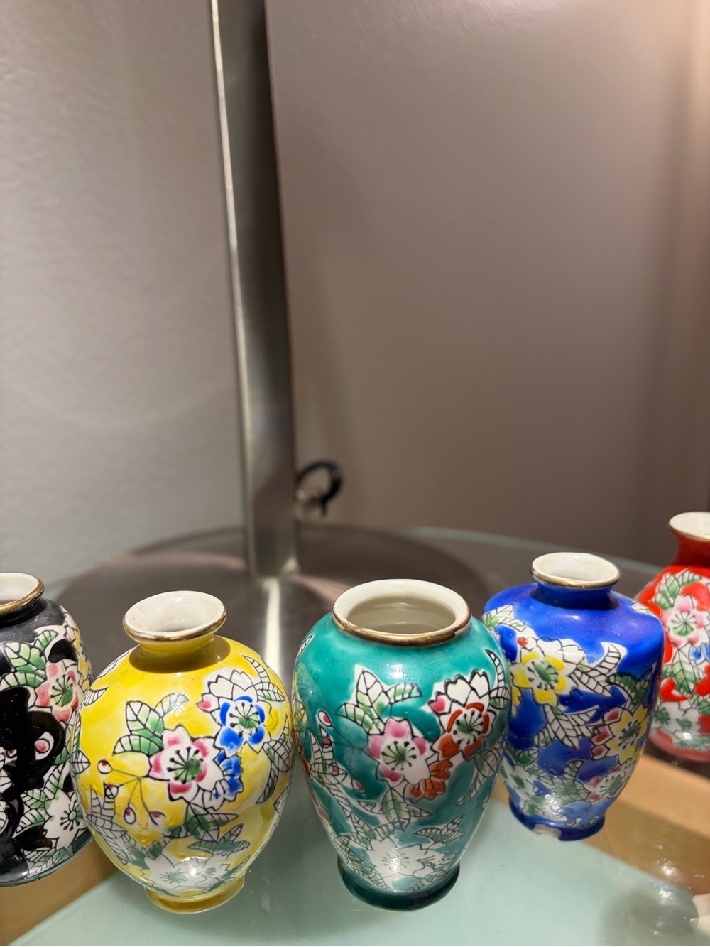 Hand-Painted Multicolor Mini Porcelain Vases - Set of 6 - Picture 3 of 5
